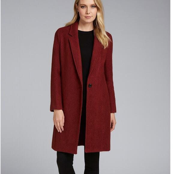 Rachel Zoe Wool Terracotta Red Long Coat - Picture 1 of 8
